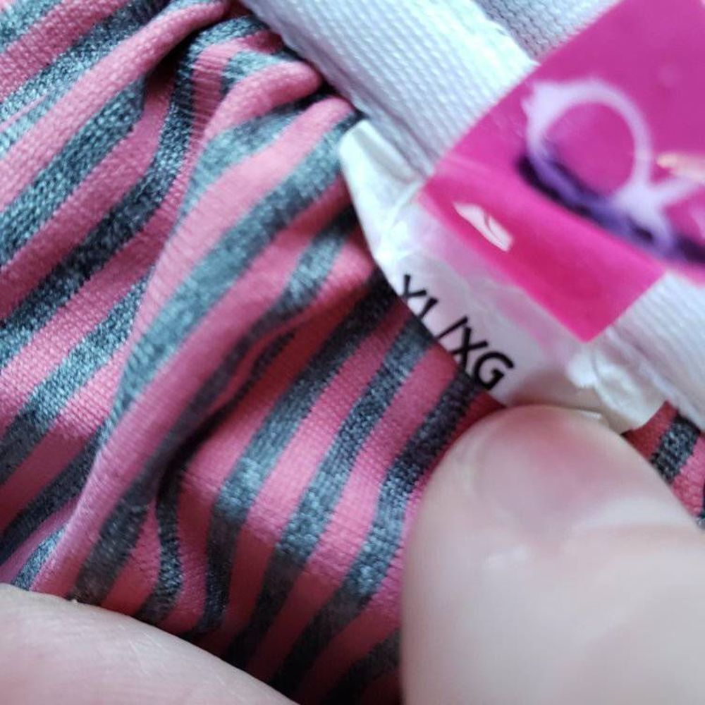 OP Bandeau Halter Twist Bikini, XL, Pink/Grey Stripes - Picture 4 of 6